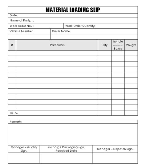 unloading sheet format for warehouse